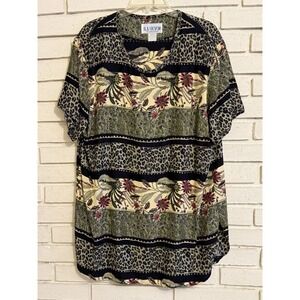 Vintage R. J. Stevens by Carol Escritor Multi Print Short‎ Sleeve Top Size 16